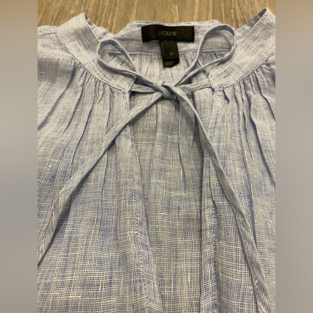 J. Crew 100% Linen Blue Doris Tunic Top Cover up Dress Women’s M - Picture 4 of 11